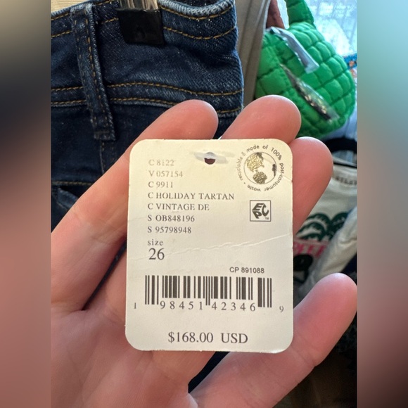 NWT Free People We The Free Firecracker Flare Jeans - holiday tartan- 26, 27, 28 - Picture 10 of 12